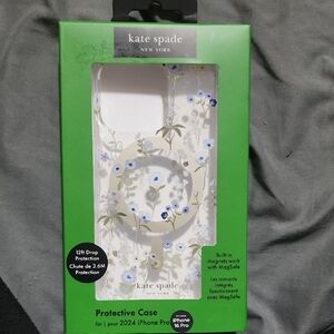 Kate Spade Blue and Green Floral iPhone 16 Pro Case